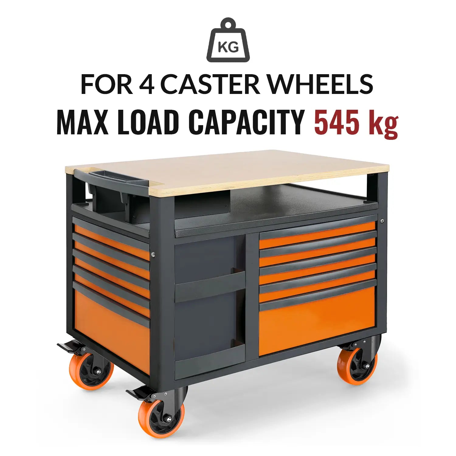 4 in Plate Casters Orange with Brake