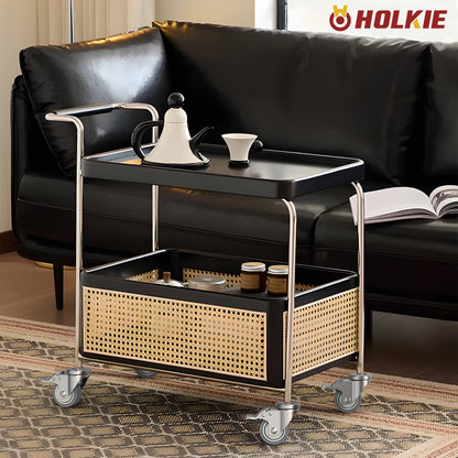 Holkie 3-inch adjustable expanding stem caster wheels installed on tea cart